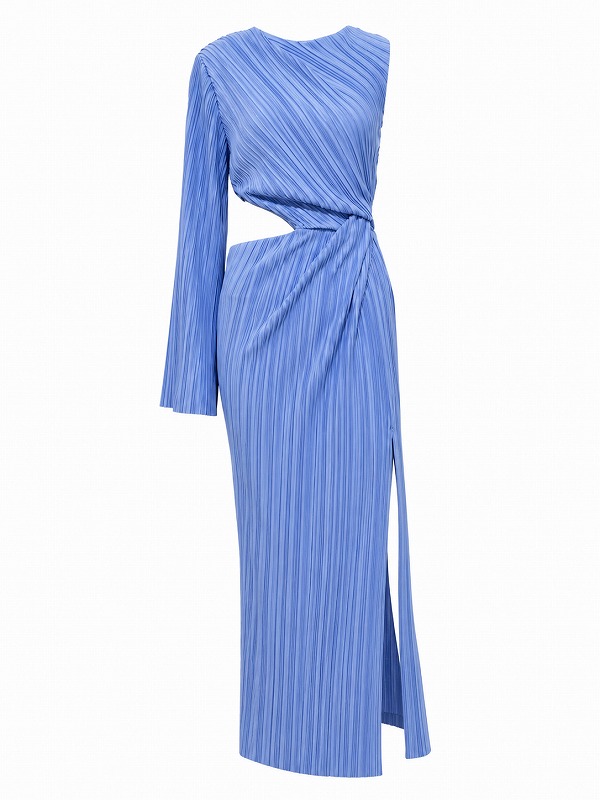 【新品DRESS 1946】サイドスリーブウエストカットタイトロングドレス ブルー【asos】